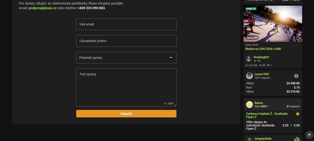 Chance kontaktní formulář