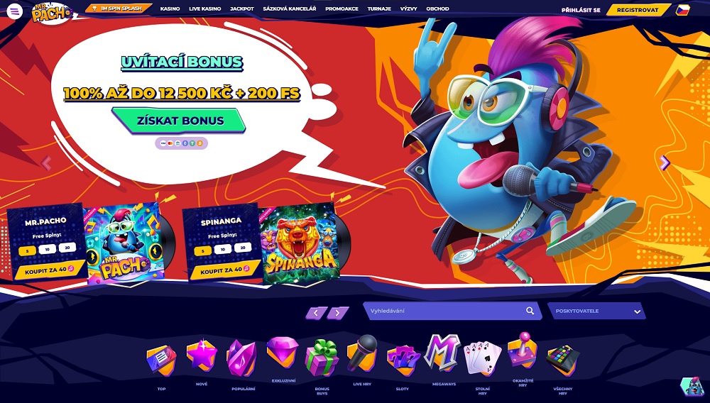 Náhled uvítacího bonusu na úvodní stránce online casina a sázkové kanceláře MrPacho