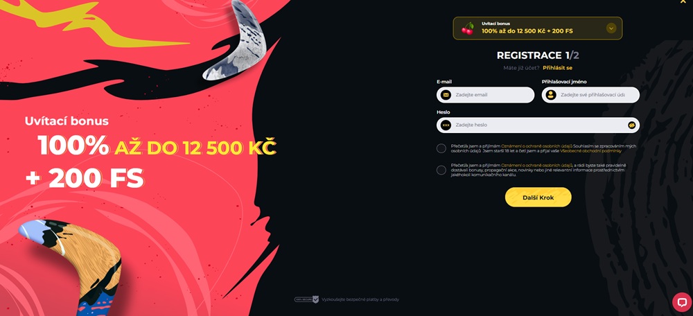 Boomerang Casino registrace