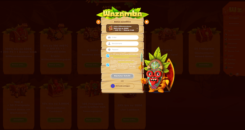 71730 Wazamba Registrierung