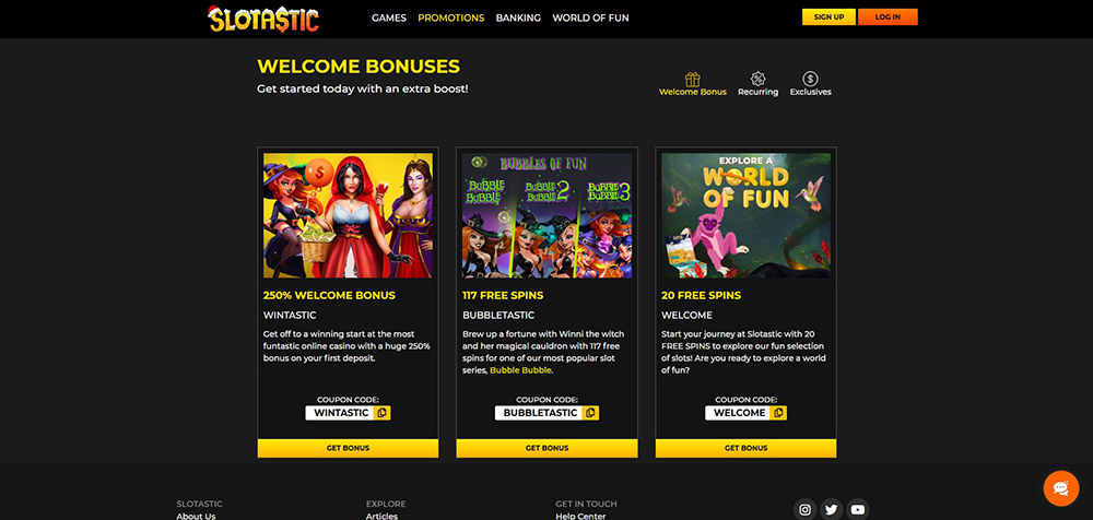 Slotastic casino bonusy [Přehled TOP bonusů]