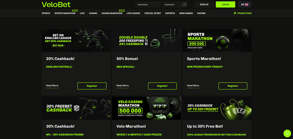 Velobet casino – No deposit bonus [není v nabídce]