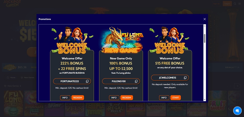 Jackpot Capital casino bonusy