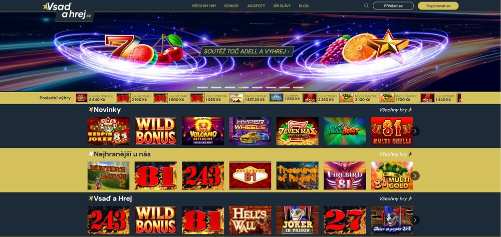 vsaď a hrej úvodní