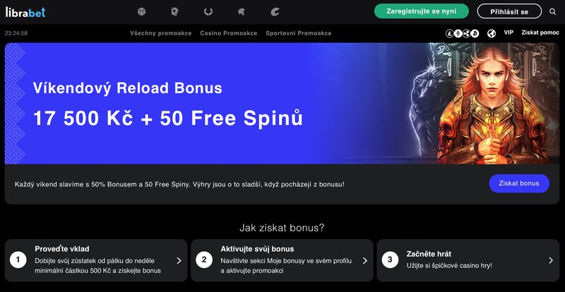 Víkendový reload bonus v casinu LibraBet