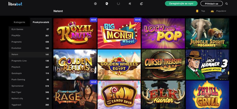 Hry od herního vývojáře NetEnt v casinu LibraBet