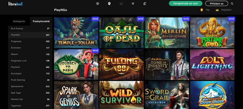 Hry od herního vývojáře Play’n GO v casinu LibraBet
