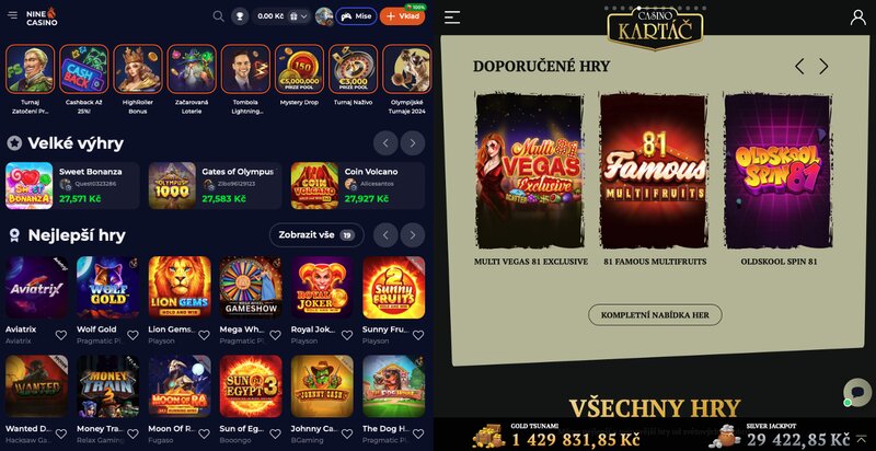 Důvody, proč je NineCasino lepší než Casino Kartáč