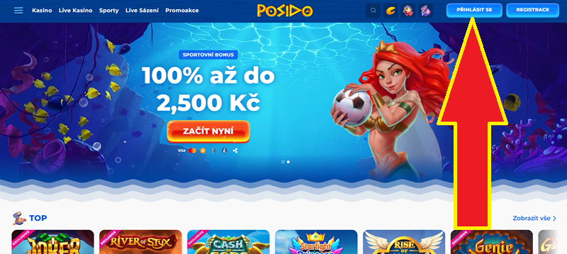 Posido přihlášení úvodní strana