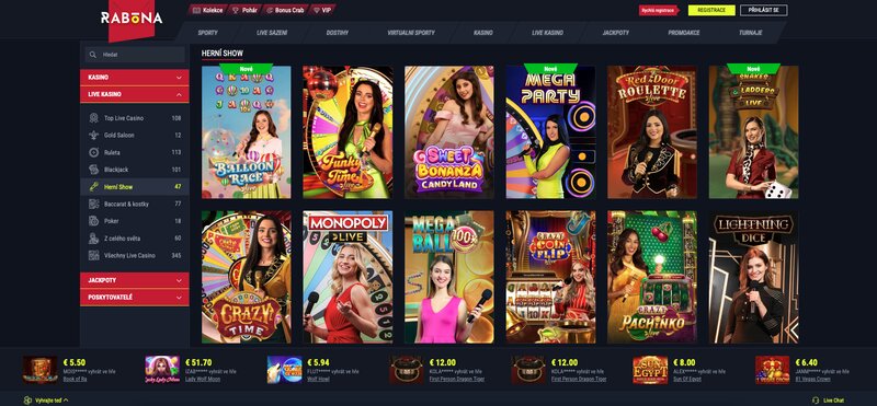 Game Shows v casinu Rabona