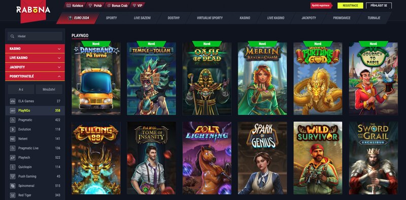 Hry od Play’nGO v online casinu Rabona