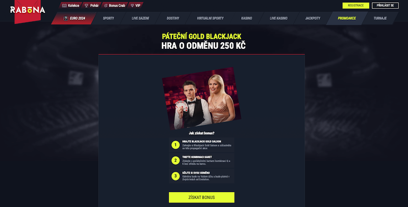 Promoakce Páteční Gold Blackjack v casinu Rabona