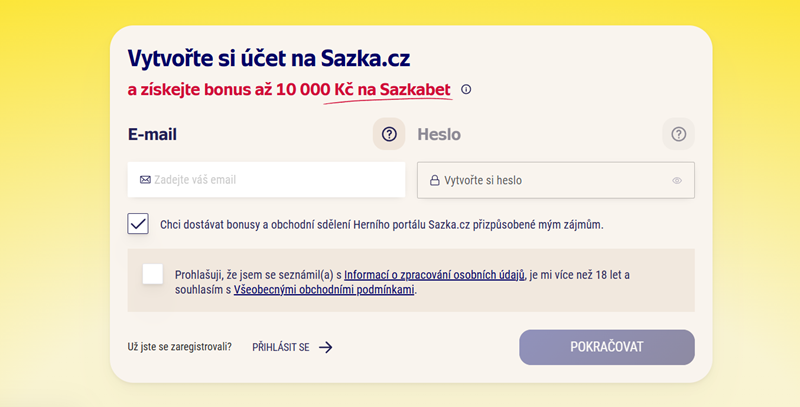 Sazkabet registrace