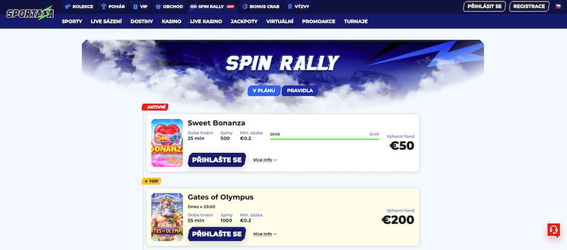 Promoakce Spin Rally v casinu Sportaza