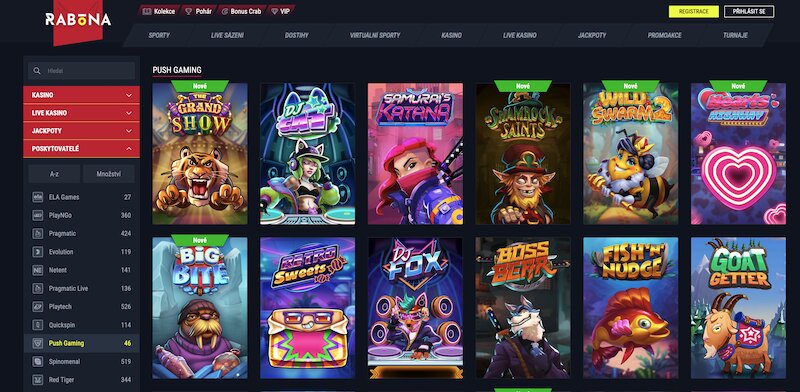 Hry od Push Gaming v casinu Rabona