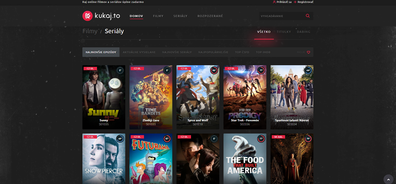 kukaj.to úvodní strana