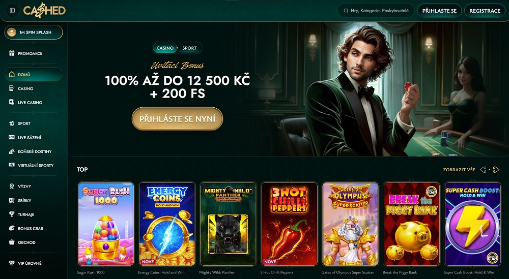 Náhled online casina Cashed s širokým výběrem oblíbených slotů a štědrým uvítacím bonusem