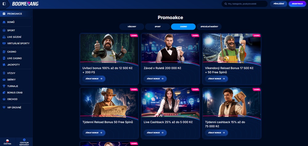 Boomerang Bet bonusy