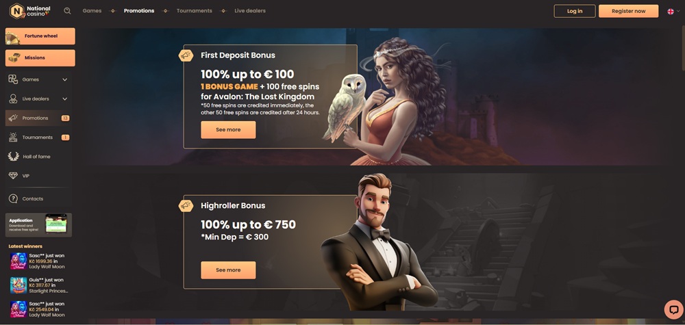 National Casino bonuses