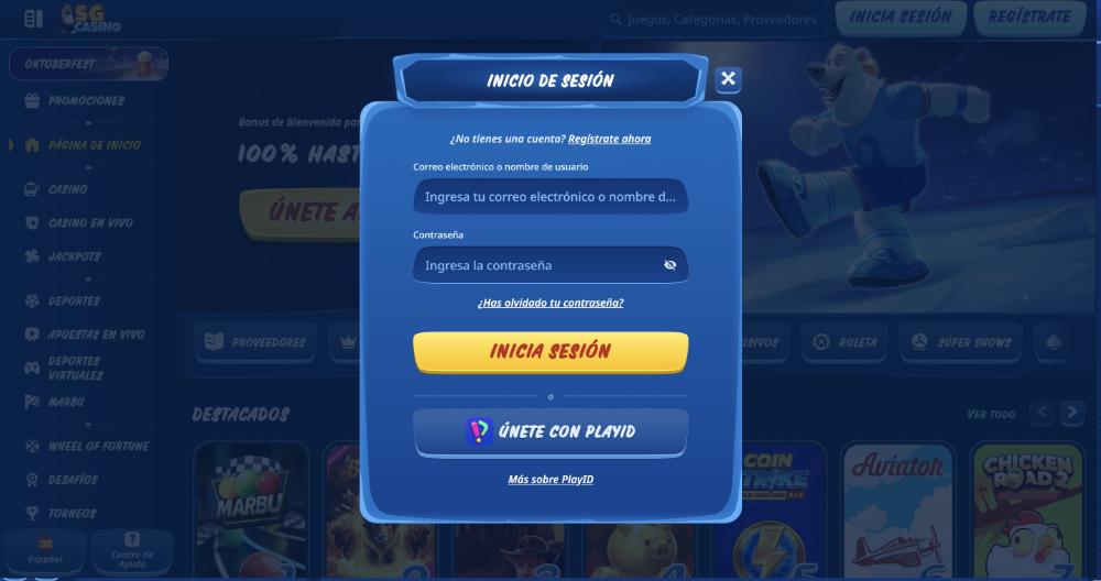 SGcasino inicio de sesión