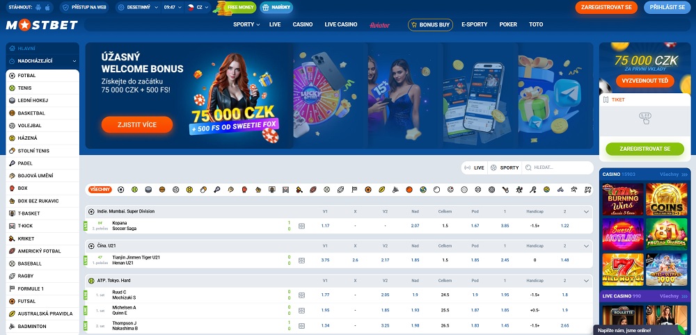 Mostbet sázková kancelář náhled