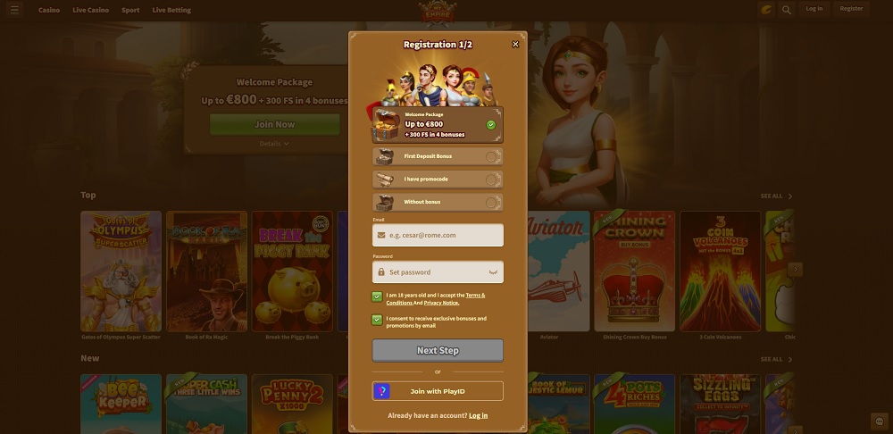 My Empire registration