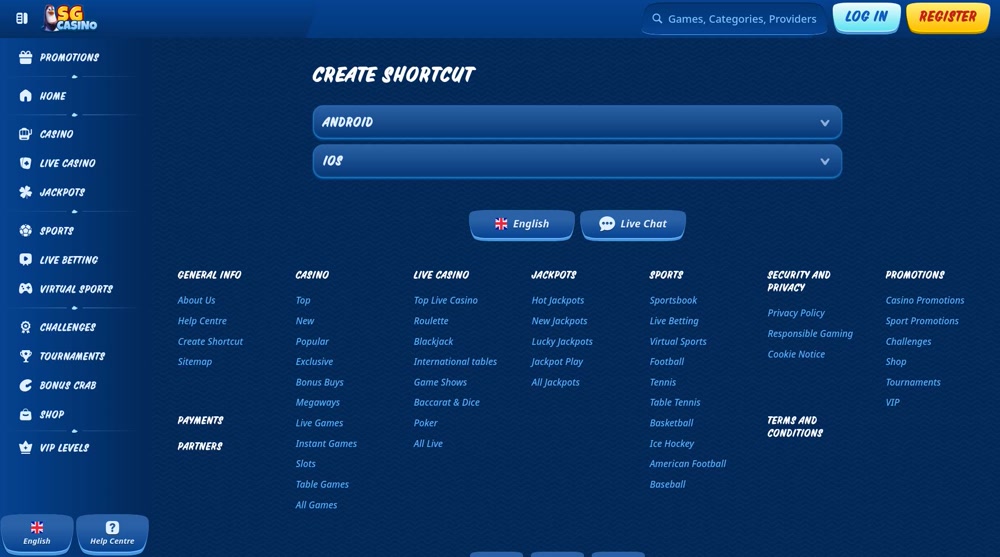 SGcasino app shortcut guide