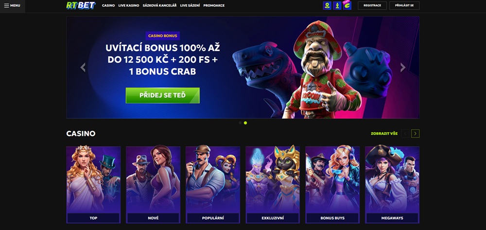 RTBet casino homepage