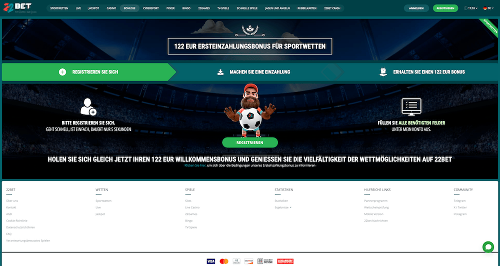 47473 22BET Bonus für erste Einzahlung