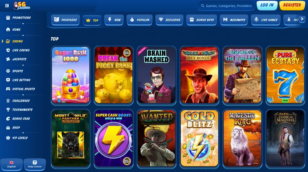 SGcasino offers rich selection of slots from many different providers