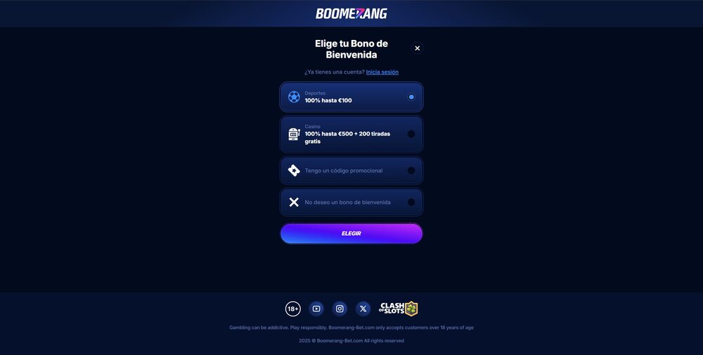 Boomerang Bet registro