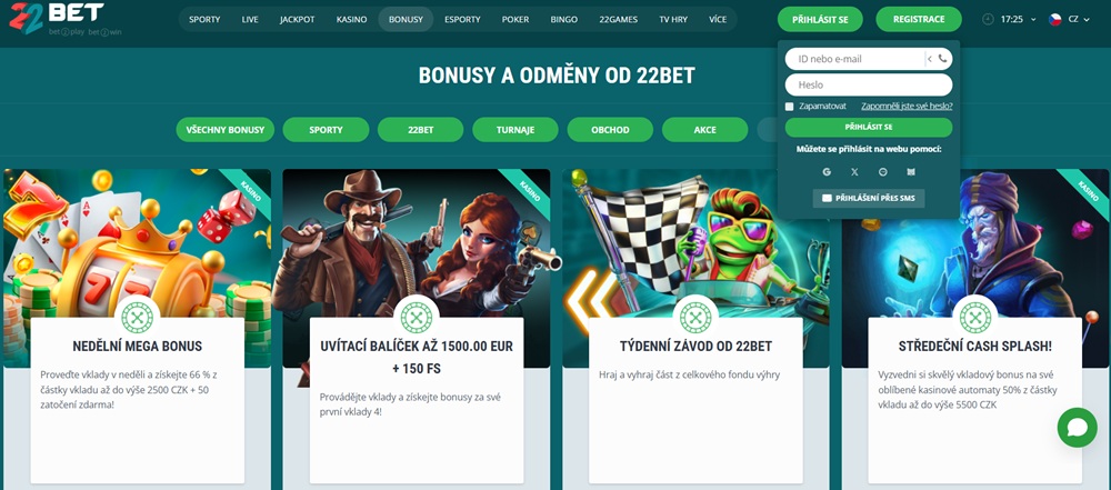 22BET login