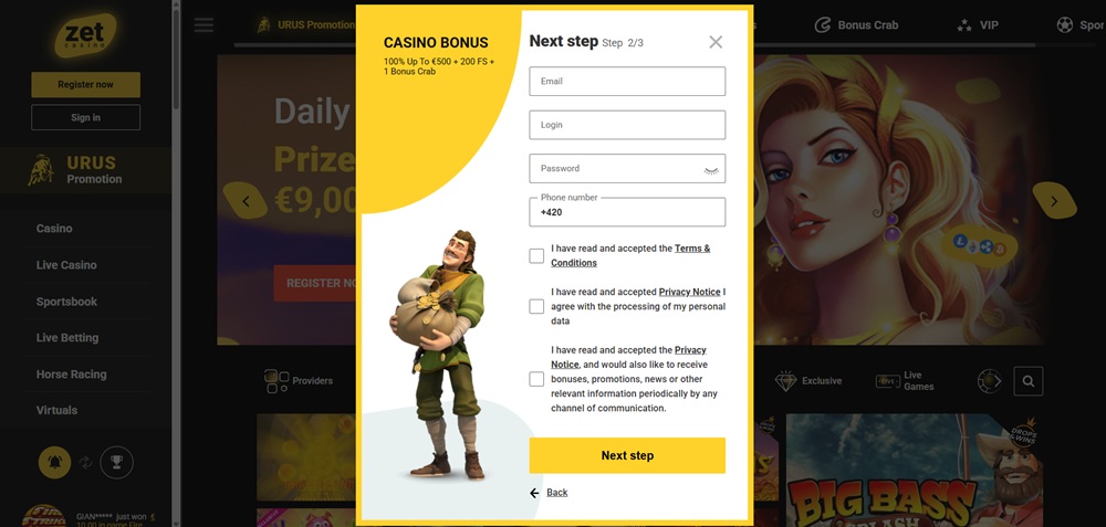  ZetCasino register en