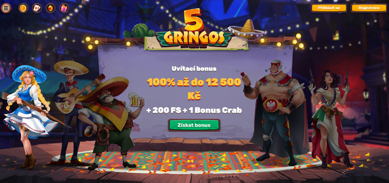 5Gringos uvítací bonus úvodní