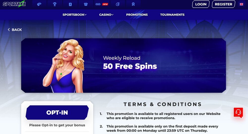 Sportaza bonus with free spins