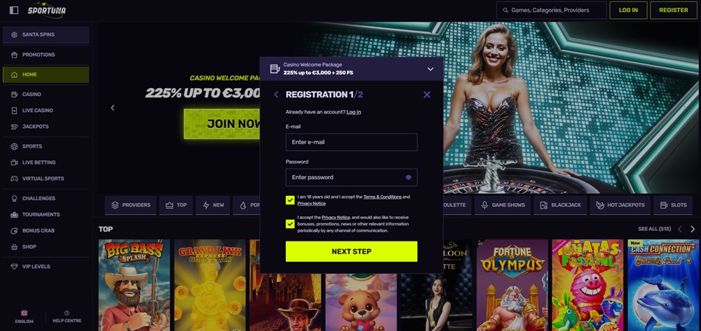 Sportuna registration