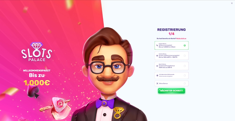 SlotsPalace Registrierung
