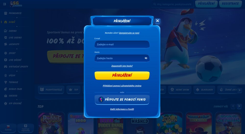 SGcasino přihlášení