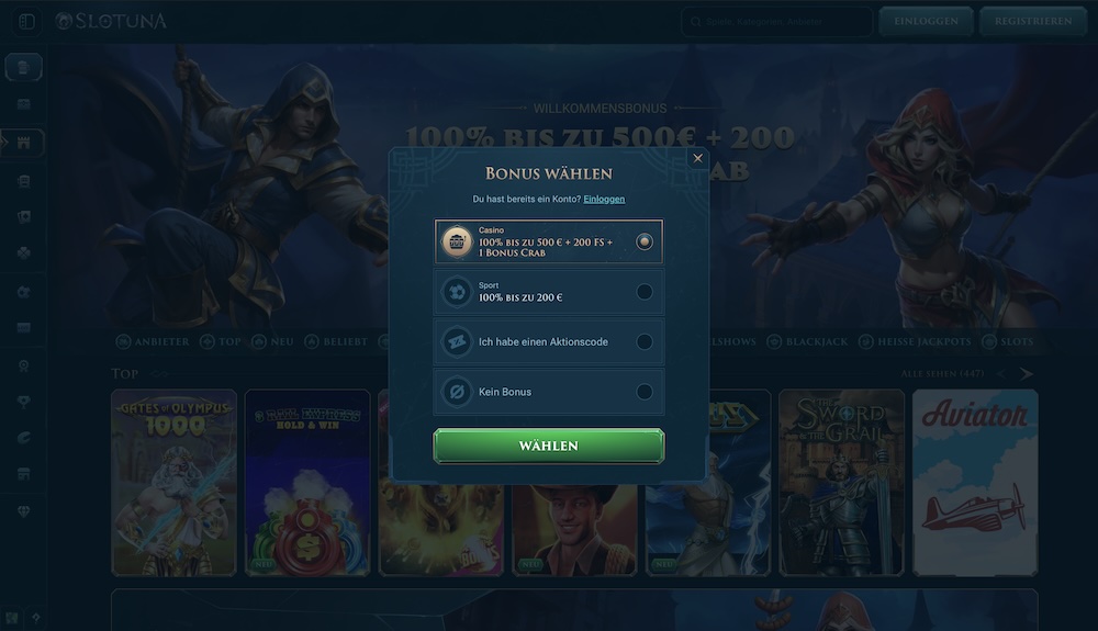 Slotuna Registrierung