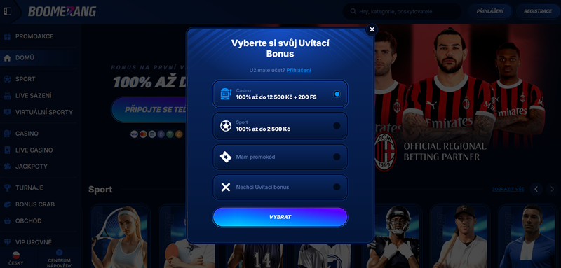 Boomerang Bet registrace
