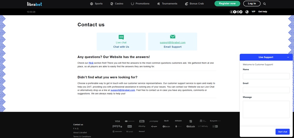LibraBet contact