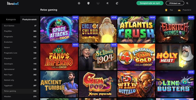 Hry od Relax Gaming v casinu LibraBet