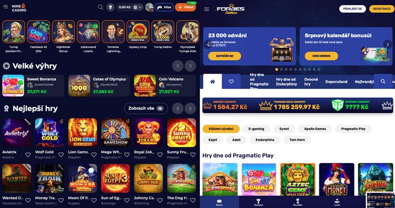 Důvody, proč je NineCasino lepší než Forbes Casino