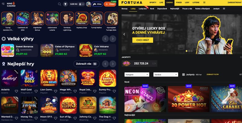 Důvody, proč je NineCasino lepší než casino Fortuna