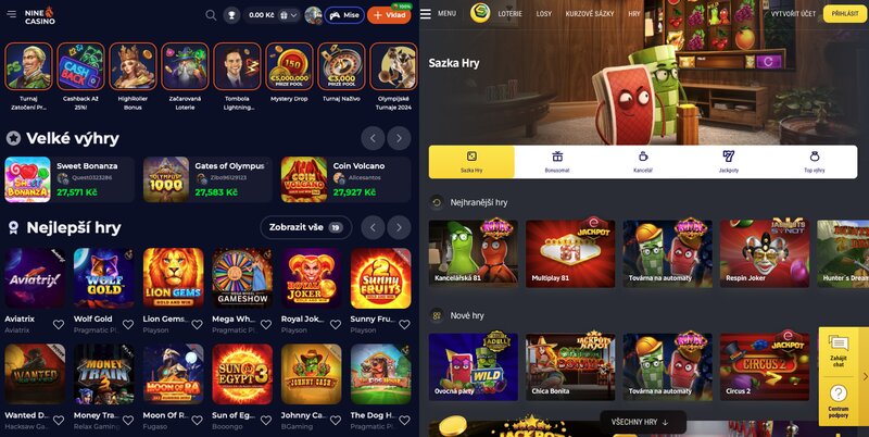 Důvody, proč je NineCasino lepší než casino Sazka Hry