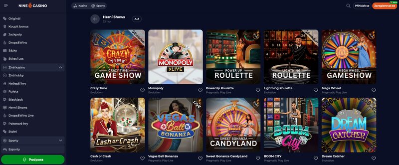 NineCasino Game Shows