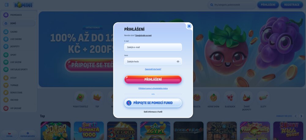 Ventana de inicio de sesión de Nomini