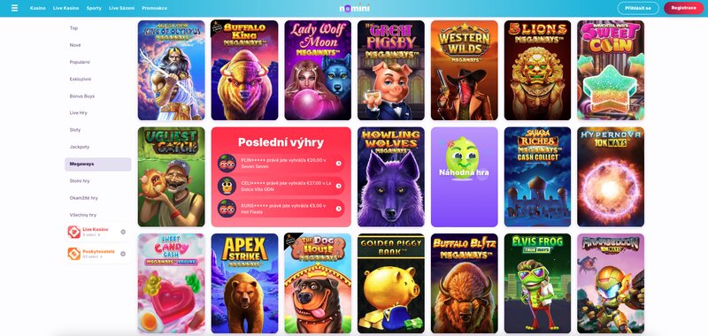 Megaways automaty v casinu Nomini