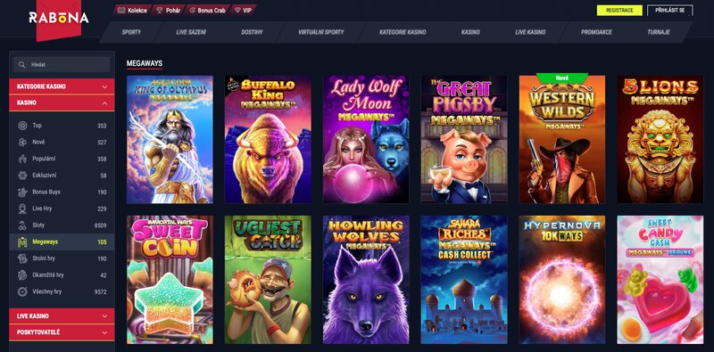 Megaways automaty v casinu Rabona