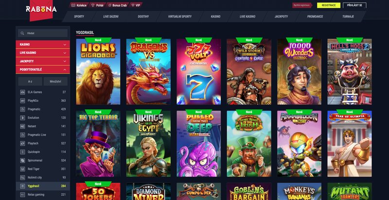 Hry od Yggdrasil v casinu Rabona